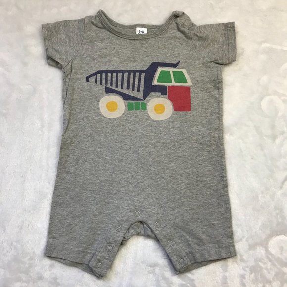 Baby Boden Dump Truck Romper Gray, 100% Coton Unisex Baby Size‎ 6-12 Months - Picture 4 of 10